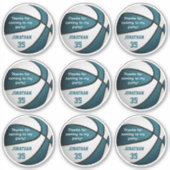 Set van 9 blauwgroen witte basketbal partij voorke sticker (Voorkant)