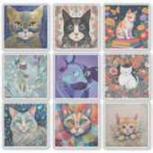 Set van 9 Cat Stickers (Voorkant)