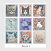 Set van 9 Cat Stickers (Vel)