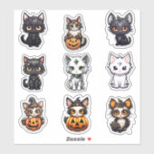 Set van 9 Halloween Cats Vinyl Stickers (Vel)