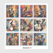 Set van 9 jazzmuzikanten Stickers (Vel)