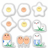 Set van 9 Kawaii Egg Vinyl Sticker (Voorkant)