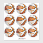 Set van 9 oranje witte basketbal partij voorkeursl sticker (Vel)