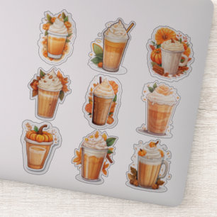 Set van 9 Pompoen Spiced Latte Vinyl Stickers