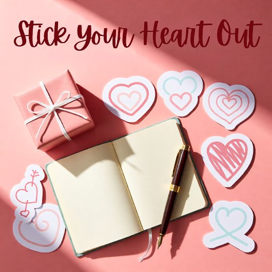 Set van 9 rode, roze en blauwe harten stickers