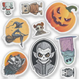 Set van 9 Spooky Halloween Sticker