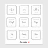 Set van 9 zaden etiketten sticker (Vel)