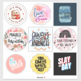 Set van 9 Zelfliefde Vinyl Sticker