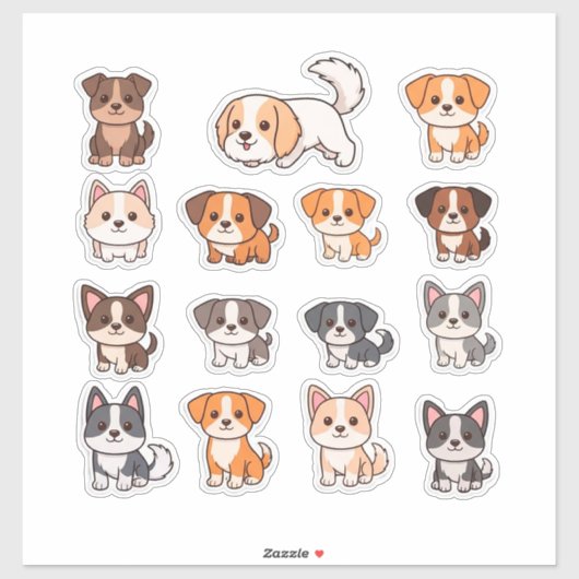 Set van aandoenlijke honden sticker (Vel)
