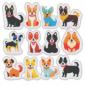 Set van aandoenlijke honden sticker (Voorkant)