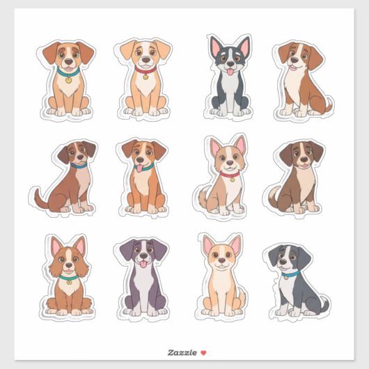 Set van aandoenlijke honden sticker (Vel)