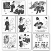 set van acht Funny Cartoons van de Britse politie Sticker (Voorkant)
