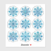 Set van blauwe sneeuwvlokken sticker (Vel)