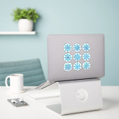 Set van blauwe sneeuwvlokken sticker (Laptop op bureau)