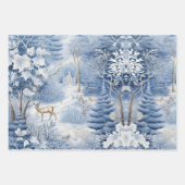 Set van Blue & White Snowy Christmas Inpakpapier Vel (Voorkant 3)