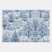 Set van Blue & White Snowy Feestelijke Kerstmis Inpakpapier Vel (Voorkant 3)