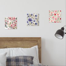 Set van drie chique elegante bloemige Prints