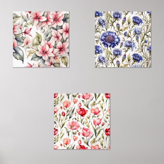 Set van drie chique elegante bloemige Prints (Voorkant)