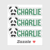 Set van drie gepersonaliseerde Panda naam labels (Vel)