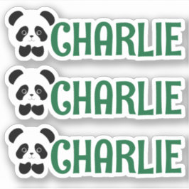 Set van drie gepersonaliseerde Panda naam labels