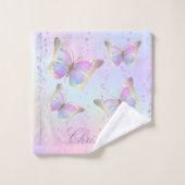 Set van drie handdoeken vlinders ontwerp (Wasdoekje)