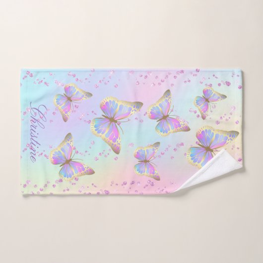 Set van drie handdoeken vlinders ontwerp (Handdoek)