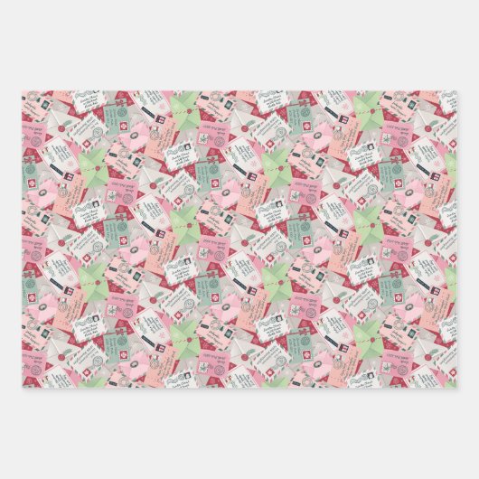 Set van drie kerstbrieven aan de kerstman inpakpapier vel (Voorkant)