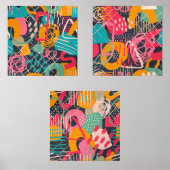 Set van drie kleurrijke graffiti kunst (Voorkant)