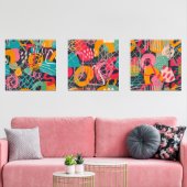 Set van drie kleurrijke graffiti kunst (Woonkamer)