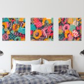 Set van drie kleurrijke graffiti kunst (Slaapkamer)