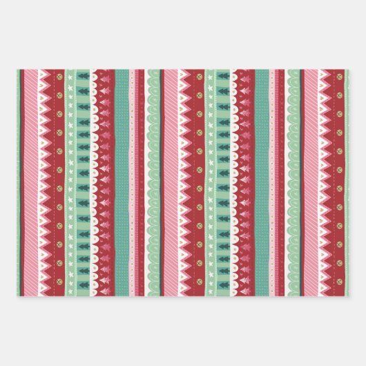 Set van drie kleurrijke kerst elf inpakpapier vel (Voorkant 2)