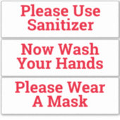 Set van drie sanitaire Stickers (Voorkant)