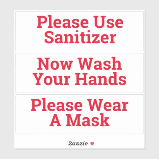 Set van drie sanitaire Stickers (Vel)