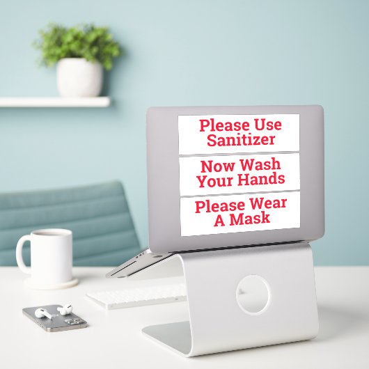 Set van drie sanitaire Stickers (Laptop op bureau)