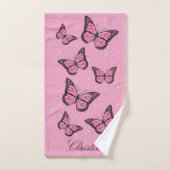 set van drie vlindervloerpatronen bad handdoek (Handdoek)