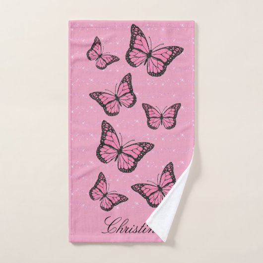 set van drie vlindervloerpatronen bad handdoek (Handdoek)