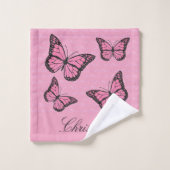 set van drie vlindervloerpatronen bad handdoek (Wasdoekje)