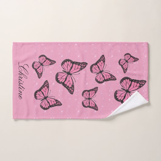 set van drie vlindervloerpatronen bad handdoek (Handdoek)