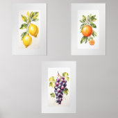 Set van drie Waterverf Fruit Wall Art Prints (Voorkant)