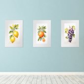 Set van drie Waterverf Fruit Wall Art Prints (Houten vloer)