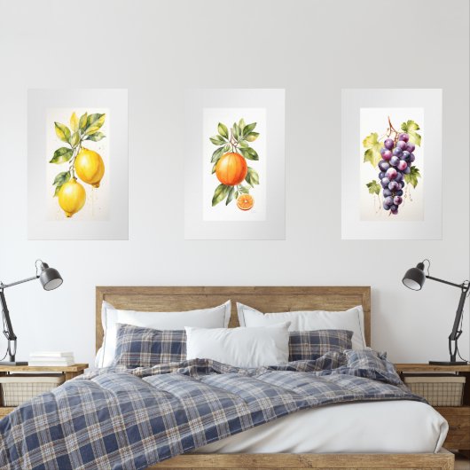 Set van drie Waterverf Fruit Wall Art Prints (Slaapkamer)