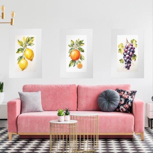 Set van drie Waterverf Fruit Wall Art Prints (Woonkamer)
