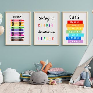 Set van educatieve Posters en home school prints