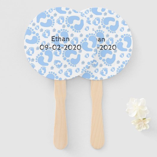 Set van Fans Baby Blue Feet Boy Handwaaier (Voorkant en achterkant)