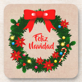 set van Feliz Navidad Merry kerstplastic, kurk Bier Onderzetter