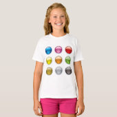Set van gekleurde Buttonnen meisjes T-shirt (Voorkant volledig)