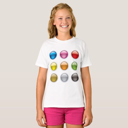 Set van gekleurde Buttonnen meisjes T-shirt (Voorkant volledig)