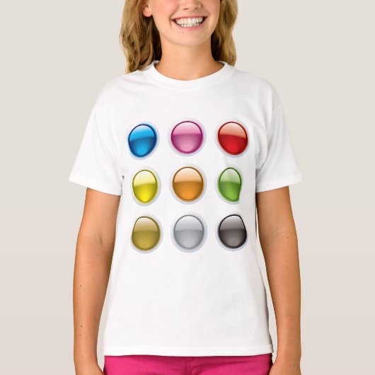 Set van gekleurde Buttonnen meisjes T-shirt (Voorkant)