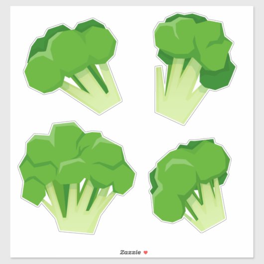 Set van groene broccoli sticker (Vel)
