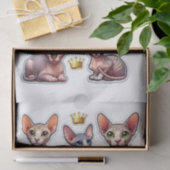 Set van haarloze Sphynx Katten en Kronen Tissuepapier (Geschenk)